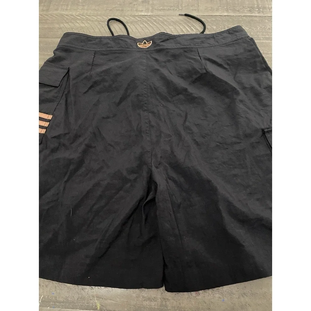 Vtg Rare Men's Adidas Black With Orange Sided Stripe Board Shorts Sz XL Trunks